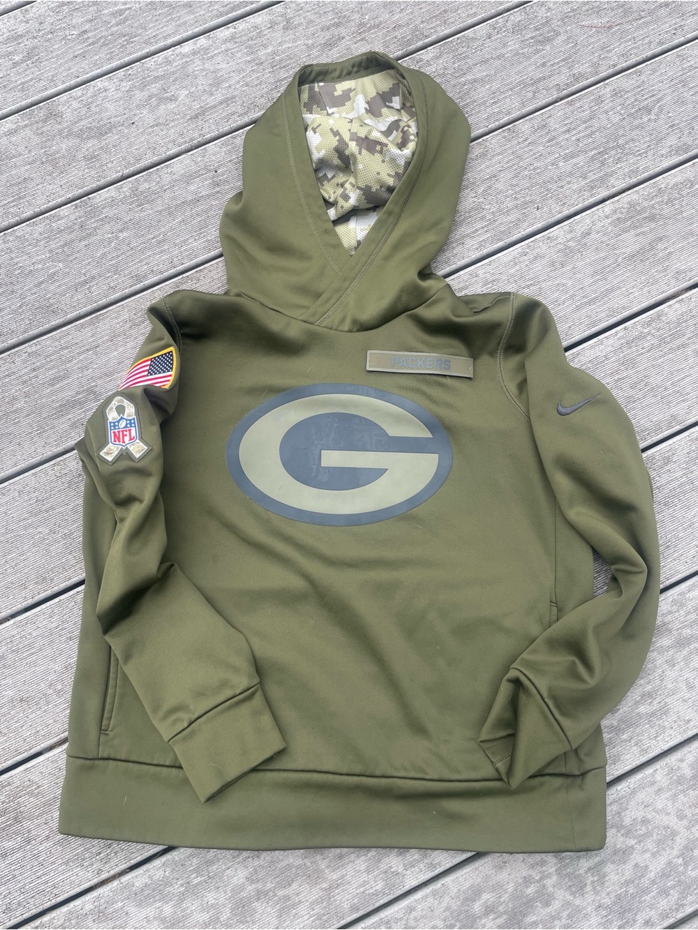 Nike NFL Salute to Service Green Bay Packers Military Hoodie fitted women's L